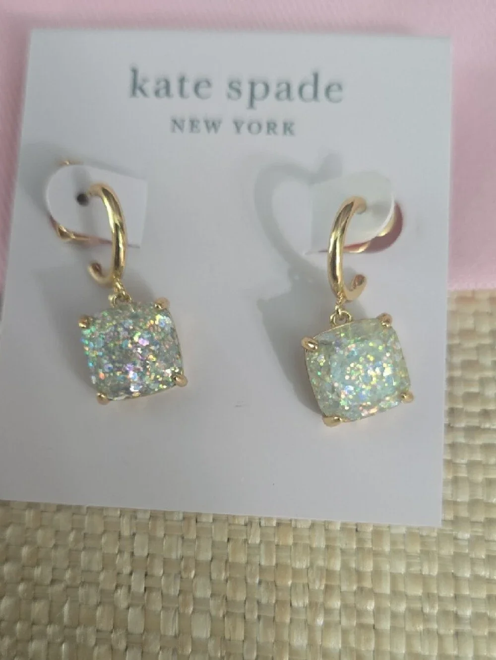 SALE! kate spade Gold Huggie Drop Earrings with Iridescent Druzy